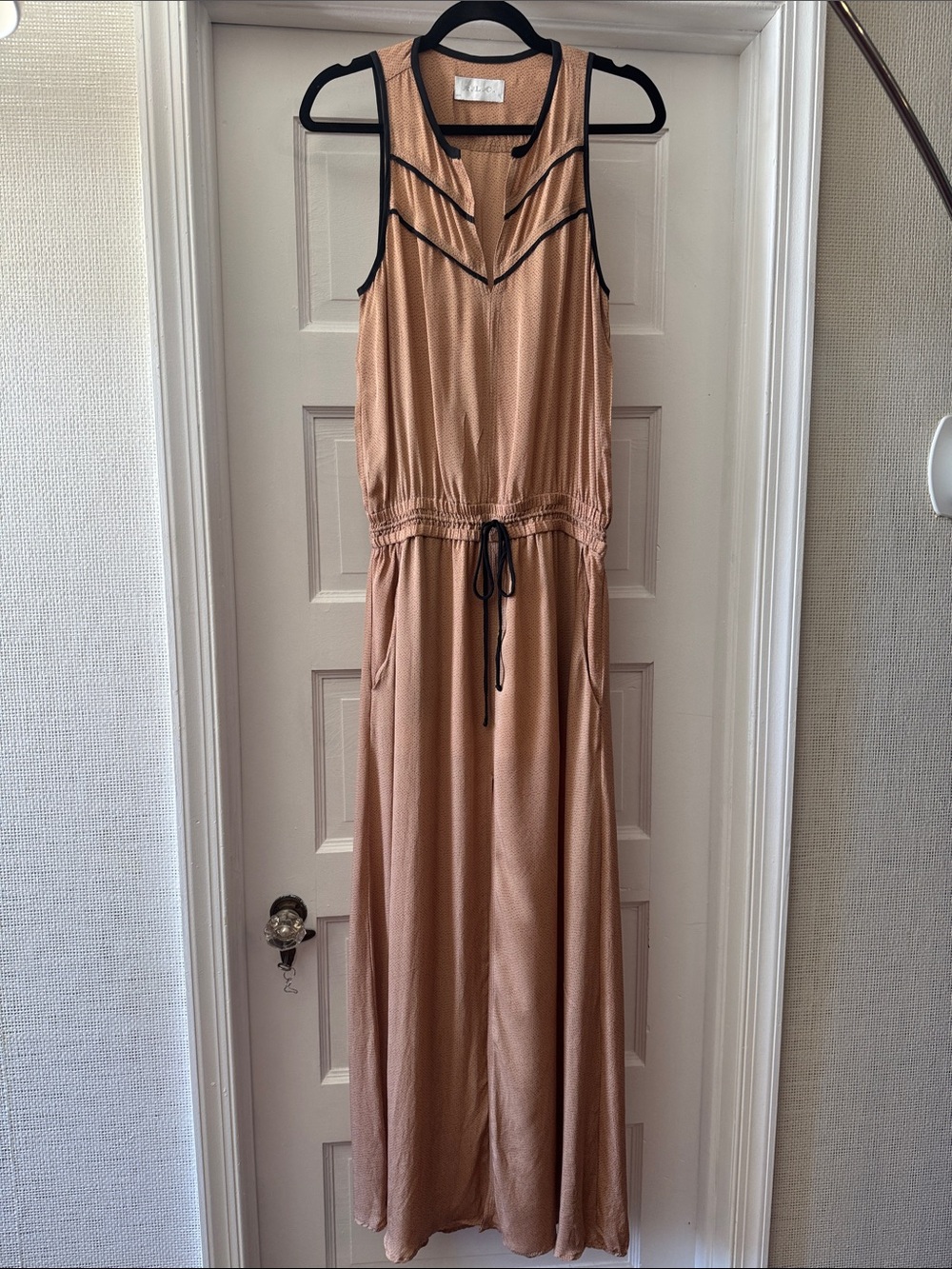A.L.C. Blush Pink Maxi Dress with Black Trim